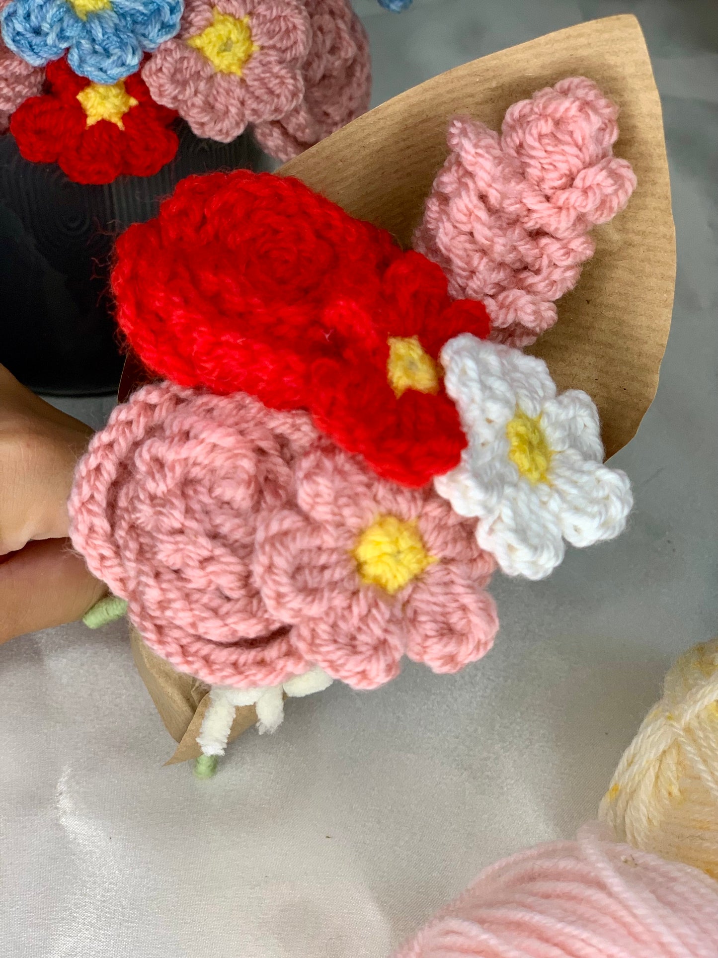 Mini bouquet de fleurs en crochet