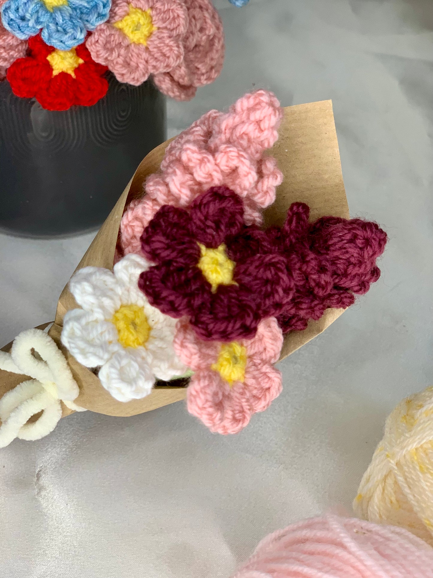 Mini bouquet de fleurs en crochet