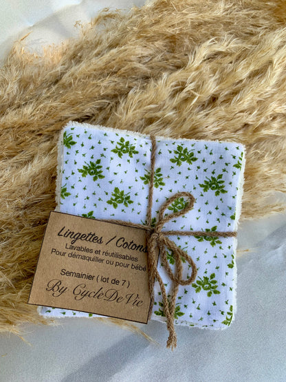 Semainier de coton lavable