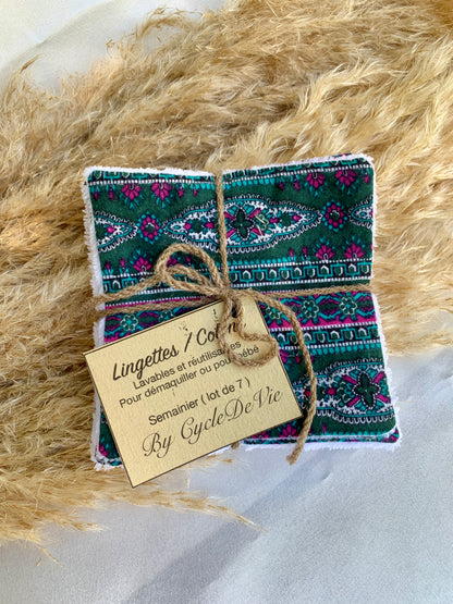 Semainier de coton lavable